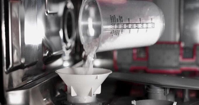 Adding dishwasher salt for water softening