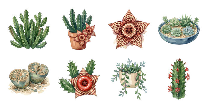 Cactus and Succulent Plant Collection Vector Illustration
