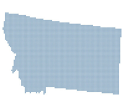Montana Blue Dotted Map for Headwaters Tech Hub and Smart Photonic Sensing. Montana state dotted map.