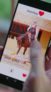 Left swipe big nope to women on smartphone dating app