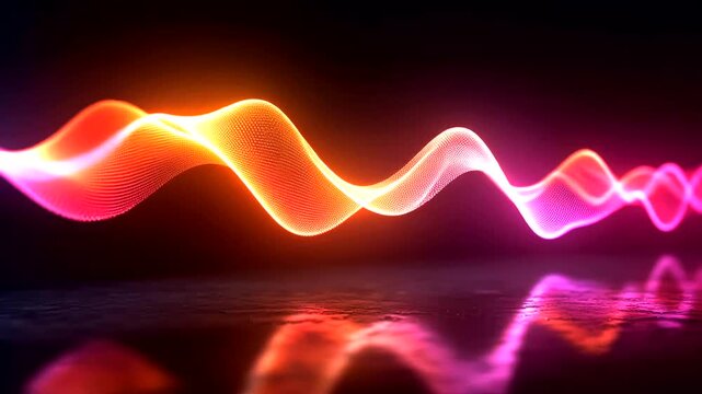 Vibrant orange and pink wave travels across dark background  (100)