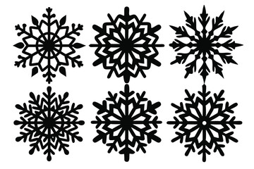 Obraz premium set of snowflake line art silhouette vector illustration