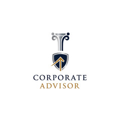 Elegant Corporate Advisor Pillar with Upward Arrow Logo, isolated white background