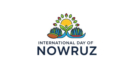 Obraz premium International Day of Nowruz with traditional symbols and vibrant colors in a digital illustration