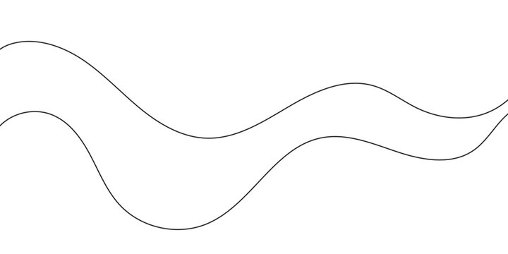 Curve wave seamless pattern. Abstract black lines wave curve motion on white background. Wave line and wavy zigzag lines. Curvy thread, string or yarn lines. Vector Illustration.EPS.10