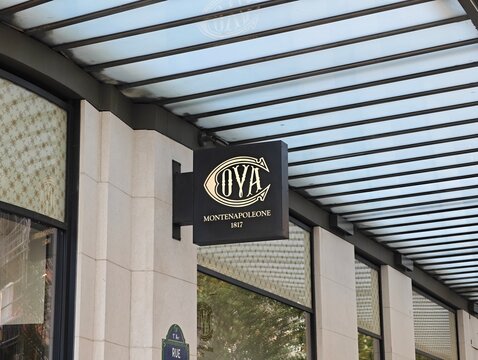 Paris,France-Oct.5th 2025: COVA brand logo store sign