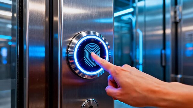 Fingerprint scanner on metallic door