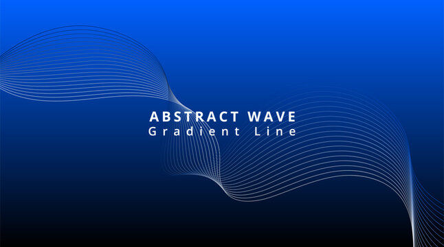 A futuristic abstract wave design with a gradient line on a blue background