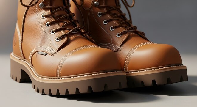 Un par de botas nuevas, fotograf&iacute;a real, fondo blanco.
