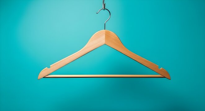 Percha de ropa, percha de madera sobre fondo rojo en un estilo minimalista.Concepto de venta y compras.
 Lugar para texto.