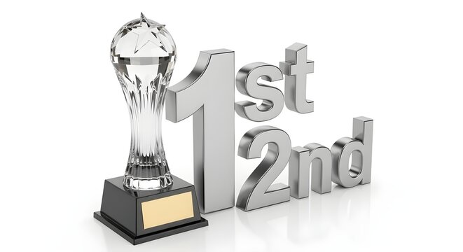 Ceremonia de entrega de premios Top 10 Reconocimiento Mejores ganadores Trofeo de reconocimiento Ilustraci&oacute;n 3d