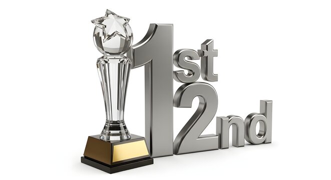 Ceremonia de entrega de premios Top 10 Reconocimiento Mejores ganadores Trofeo de reconocimiento Ilustraci&oacute;n 3d