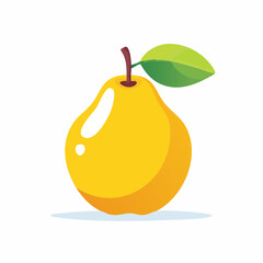 Golden Pear: A vibrant yellow pear with a crisp, green leaf, showcasing its freshness and natural appeal.