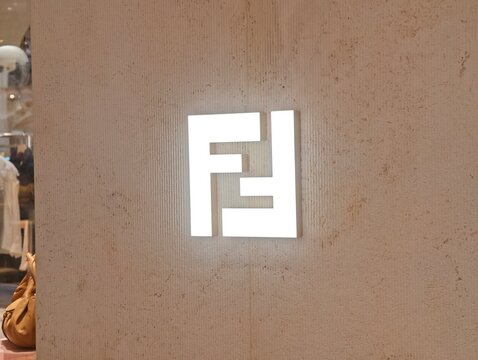 Paris,France-Oct.5th 2025: FENDI brand logo store sign