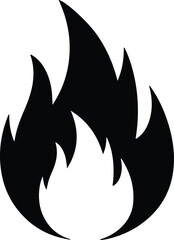 Fototapeta premium silhouette simple black fire flame icon on white background vector design