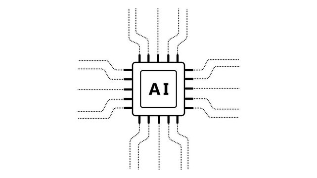 Central Processing Unit Chip with Letter A and Dotted Circuit Lines processor microchip