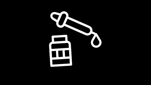 Icon of a dropper with a drop falling next to a bottle, representing liquid medication or supplements