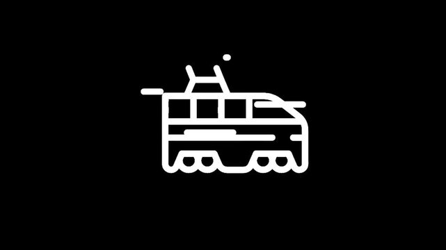 Modern electric train icon on a black background, symbolizing sustainable urban transportation