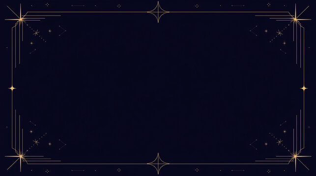 紺色の背景に金色の星と幾何学模様の優雅なフレーム背景