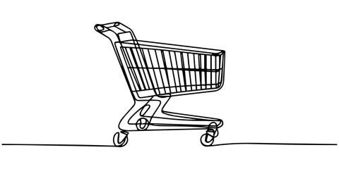 shopping cart, Shopping cart continuous one line drawing. © Graphics Art