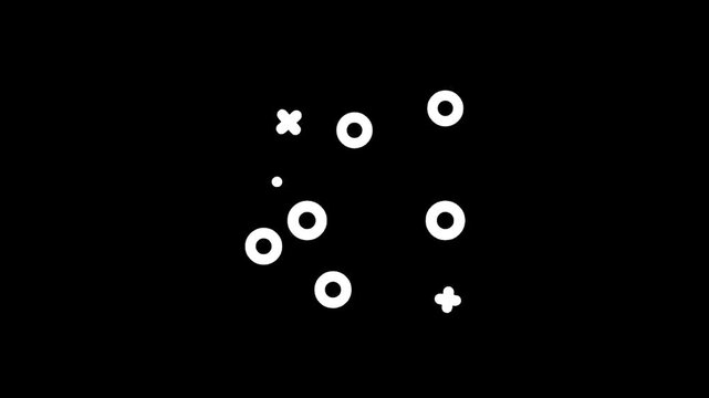 Abstract pattern of white circles and crosses on a black background