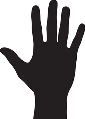 Obraz premium Black silhouette of a human hand isolated on transparent background