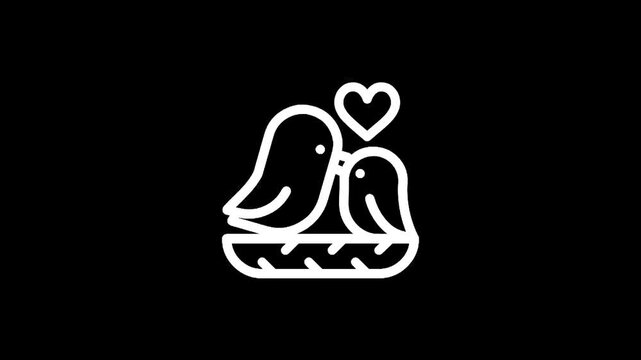 Two birds in a nest with a heart above, representing love and family