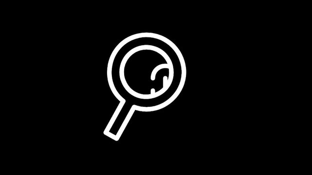 Simple white magnifying glass icon on a black background, representing search and discovery