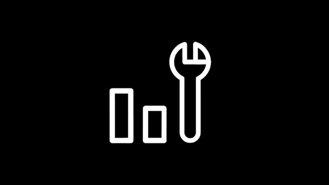 White wrench icon with bar graph symbolizing growth and repair services