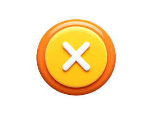 Fototapeta premium 3D rendered orange circle with yellow center and white x