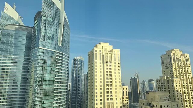 Time-lapse view from Duabi Marina to towers