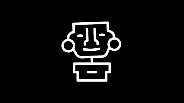 Stylized ancient tribal mask icon with geometric features on a black background
