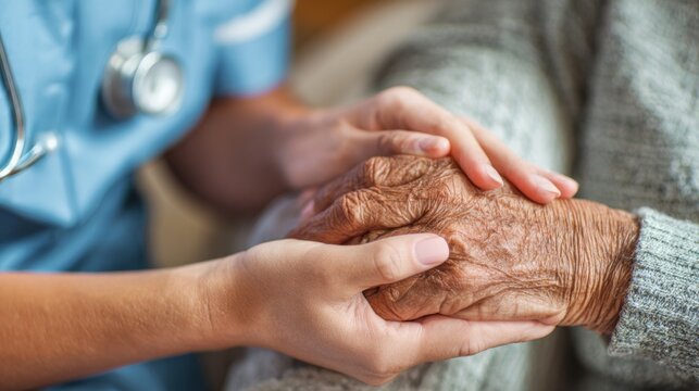 Caring Touch Between Nurse and Elderly Patient for Emotional Support and Healing in a Comforting Setting