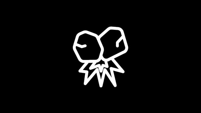 Stylized white outline of a bow tie with a burst effect on a black background