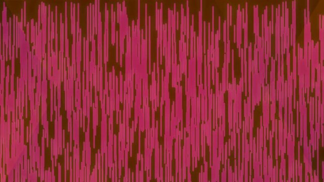 A digital artwork featuring a gradient of pink and red vertical lines on a white background