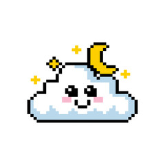 Obraz premium Cute Smiling Night Cloud With Moon And Stars