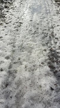 ice walking path with loose chippings