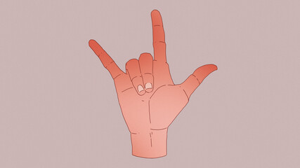 Rock On Hand Sign Pink Background Gesture Poster