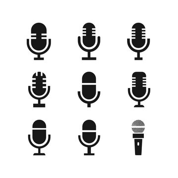 Minimalist Grid of Black Microphone Symbols