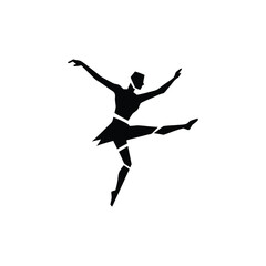 Dancer silhouette in mid-air ballet pose vector