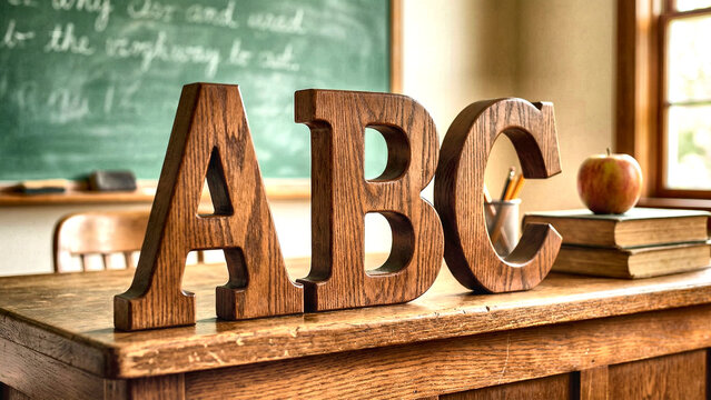 Wooden ABC Letters School Desk