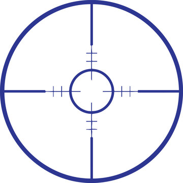 Blue Crosshair Reticle Target Scope Viewfinder on White Background