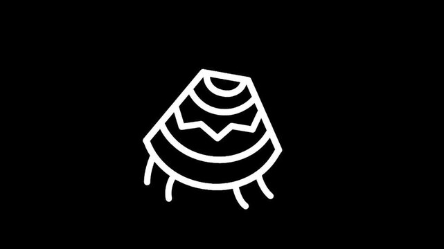 Abstract geometric shape resembling a stylized volcano or a tribal artifact on black background
