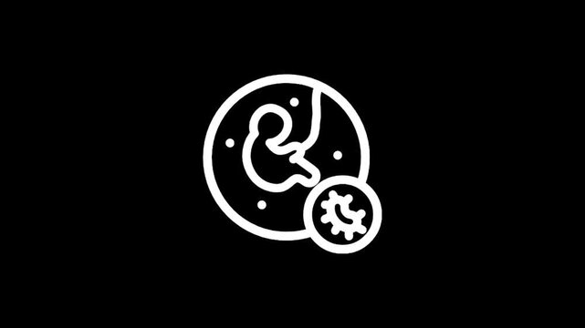 Fetus icon with a small germ icon, symbolizing pregnancy health and potential infections