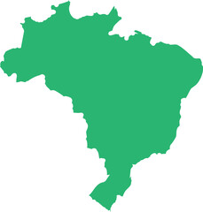 Obraz premium Green Silhouette Map Outline of Brazil Country on White Background Isolated