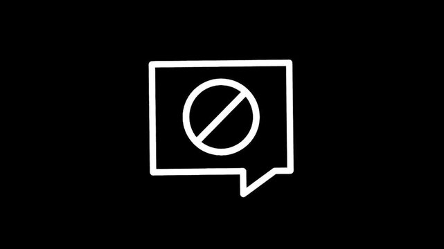 Icon representing a blocked or forbidden message in a speech bubble