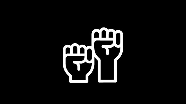 Two white fists raised in solidarity against a black background, symbolizing protest and unity