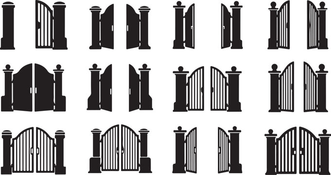 Various Gate and Fence Designs in Black and White