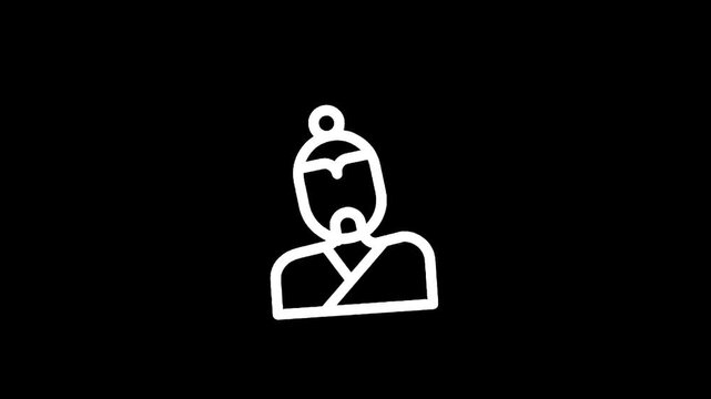 Stylized icon of a traditional Japanese samurai warrior with a top knot hairstyle