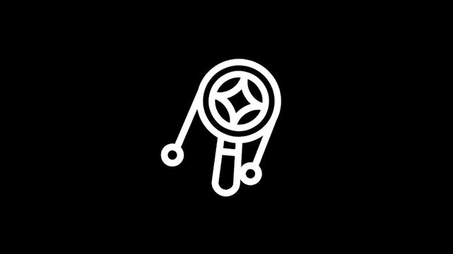 Simple line art icon of a traditional Chinese rattle drum on a black background